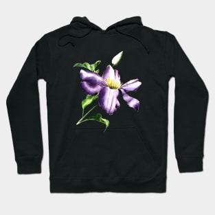 Clematis Flower Watercolor Painting Hoodie